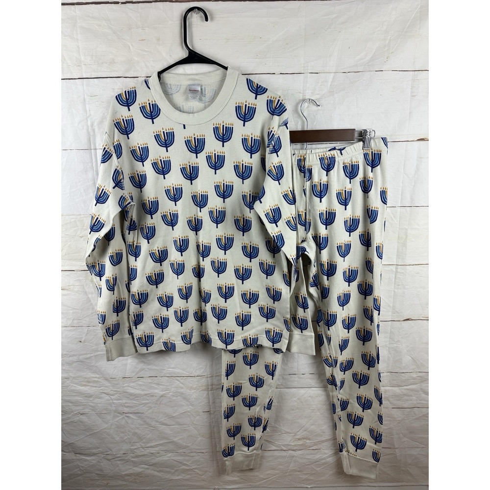 Hanna Anderson Women Hanukkah Holiday 2pc Pajama Set Large Organic Cotton Unisex - Picture 1 of 8